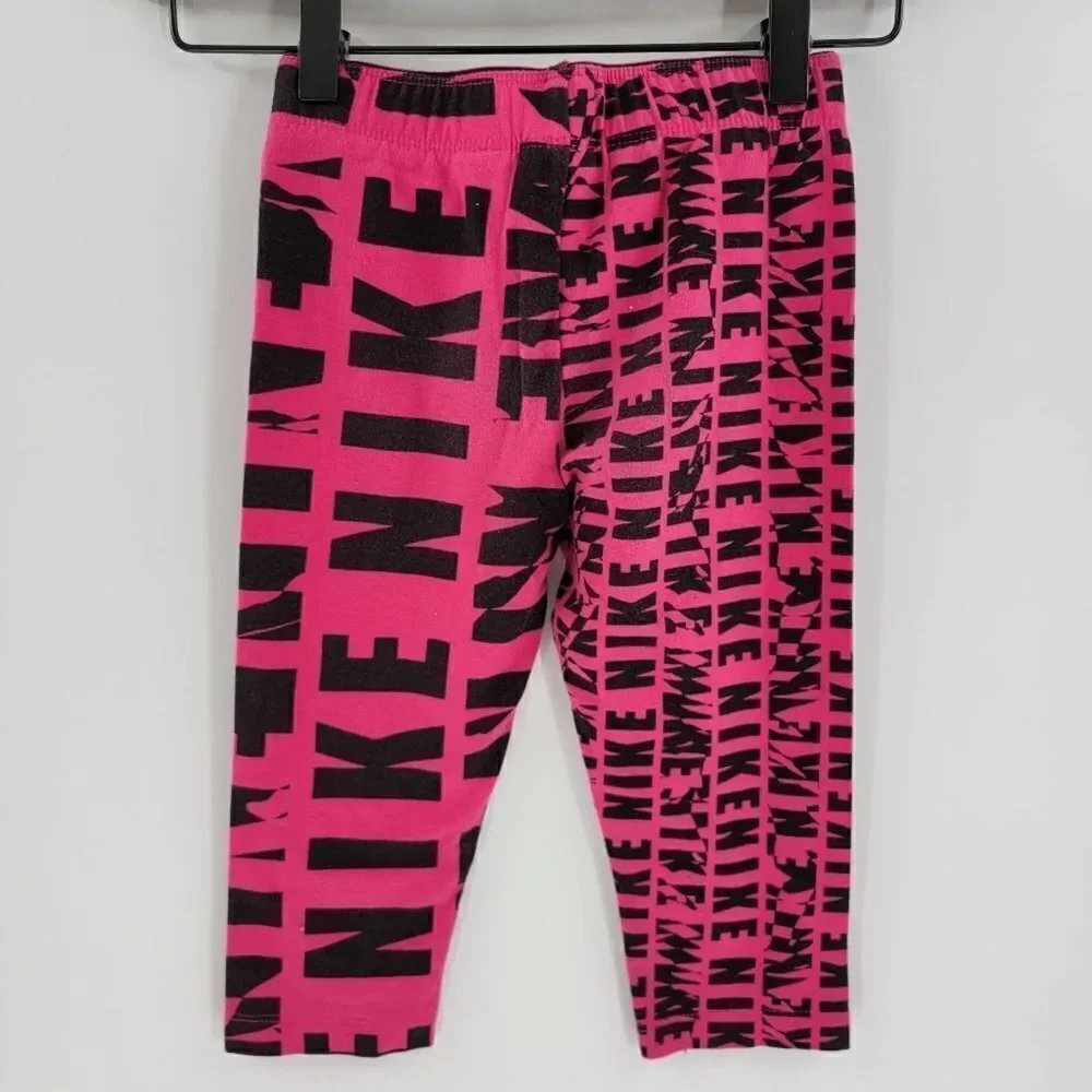 Nike 6x pink leggings cropped logo black girls